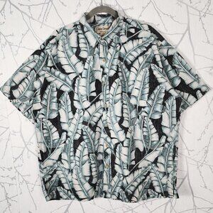Cooke Street Tropical Leaves Print 100% Cotton Short Sleeve Shirt